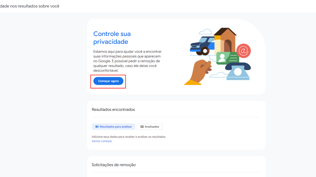 Como solicitar a remoção de dados pessoais no Google (Imagem: Captura de tela/Bruno De Blasi/Canaltech)