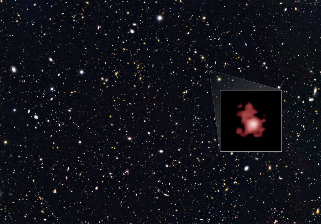 Localização da mais distante galáxia já vista no universo observável (Foto: NASA/ESA)