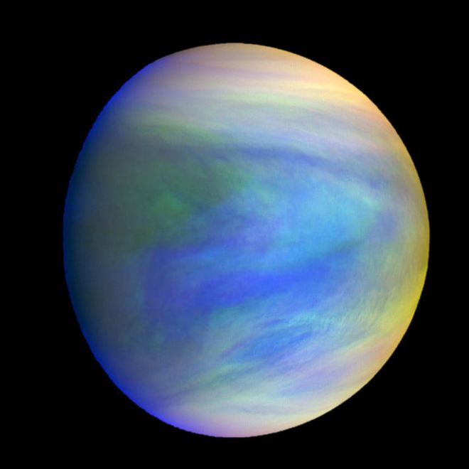 Imagem de Vênus visto pela sonta japonesa Akatsuki Orbiter (Imagem: Institute of Space and Astronautical Science/Japan Aerospace Exploration Agency)
