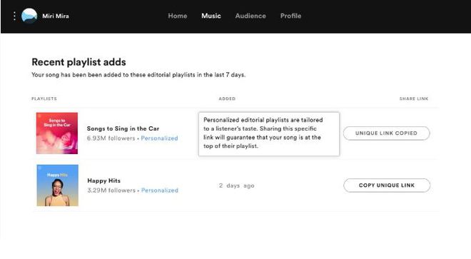Painel do Spotify ao qual artistas têm acesso para monitorar o alcance de suas músicas. (Imagem: Divulgação / Spotify)
