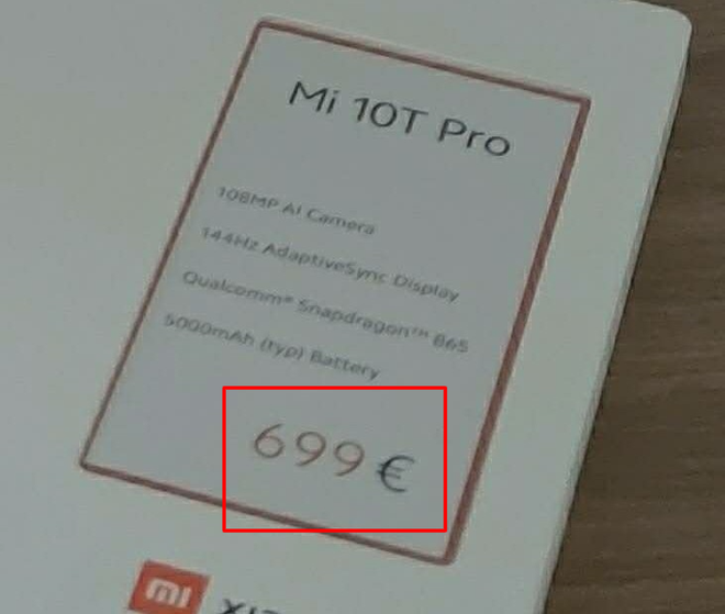 Suposto preço do Mi 10T Pro (Foto: Reprodução/Ice Universe)