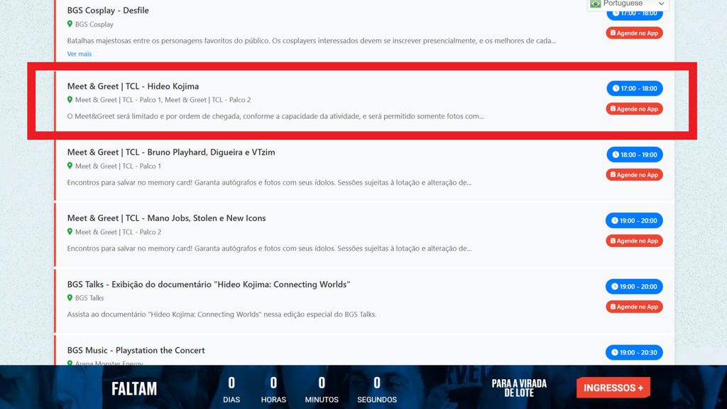 Imagem do site da BGS 2025