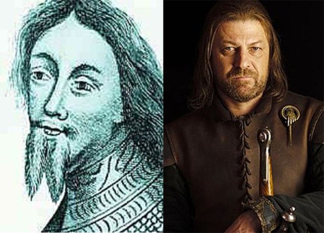 Retrato de Ricardo de York (à esquerda), que serviu de inspiração para o personagem Ned Stark (à direita)