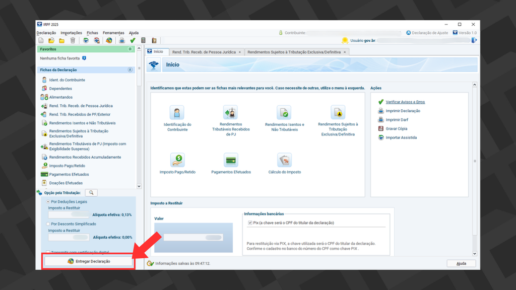 captura de tela do programa irpf 2025