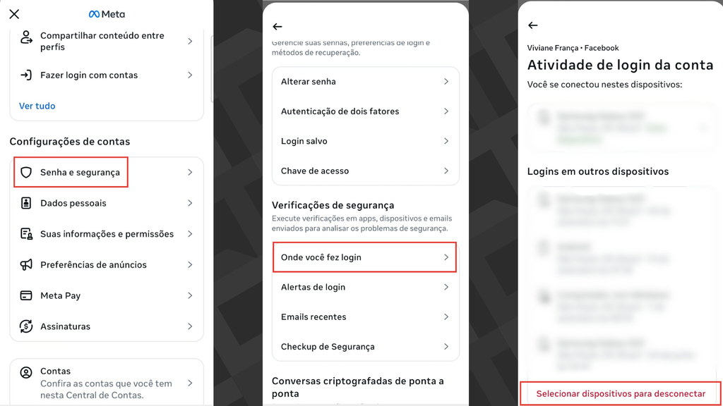 Passos para verificar os logins ativos no Facebook
