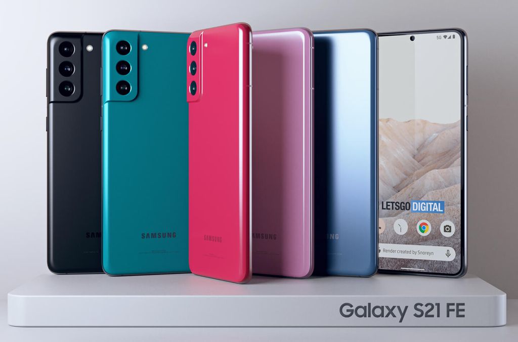O Galaxy S21 FE deve apostar em diversas opções de cores (Imagem: Reprodução/ LetsGoDigital)