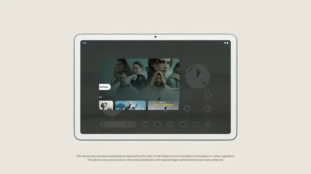 Indo contra outros modelos do mercado, Pixel Tablet terá bordas brancas ao redor da tela (Imagem: Reprodução/Google)