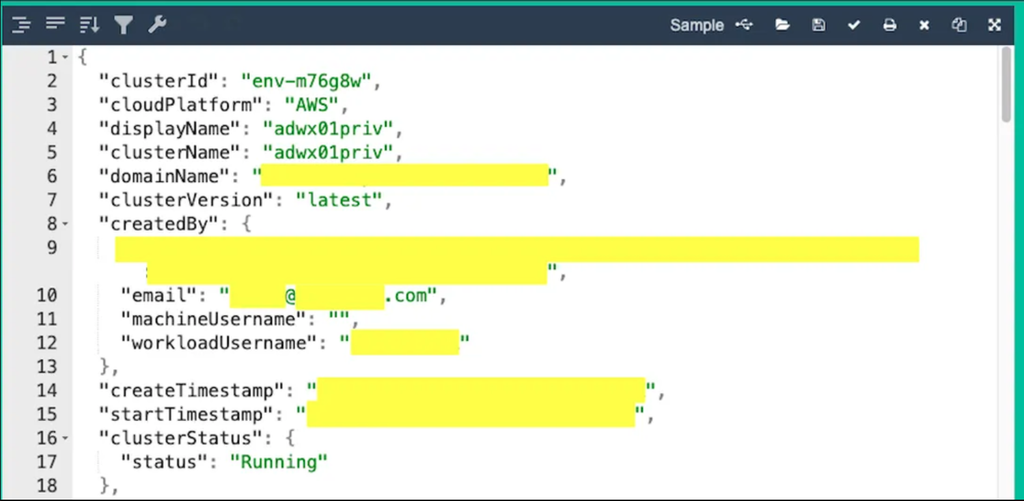 Formatadores de código, usados para melhorar a identação e organização de programadores, vazam dados sensíveis através da colagem inescrupulosa em sites, como mostrado no print (Imagem: WatchTowr)