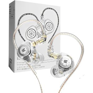 Fone De Ouvido Profissional KZ EDX Pro Intra-auricular, Driver Dinâmico Magnético Composto de 10mm, Cabo Substituível, Original - Perfeito para Cantores - AlverSun (CRYSTAL)