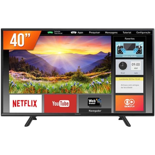 Smart TV LED 40" Full HD Panasonic, Conversor Digital, 2 HDMI, 1 USB, Bluetooth, Wi-Fi - TC-40FS600B