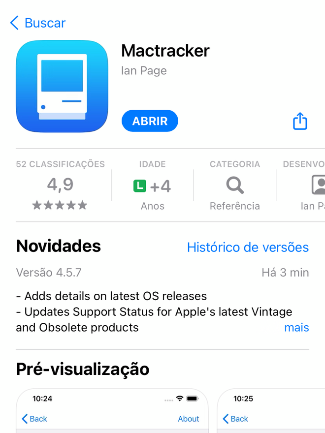 Baixe o Mactracker no iPhone ou dispositivo Apple compatível - Captura de tela: Thiago Furquim (Canaltech)