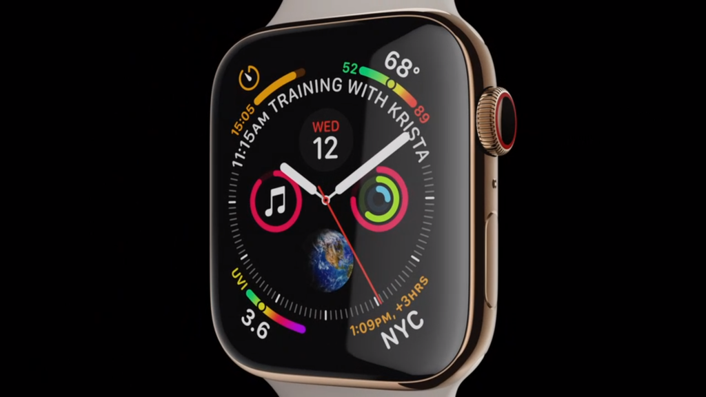 De repente, a Apple decide também se tornar uma guardiã da sua pressão arterial, incluindo até um eletrocardiograma e um detector de quedas bruscas... É claro que sobraria para as ações da Fitbit. (Imagem: reprodução/Apple).