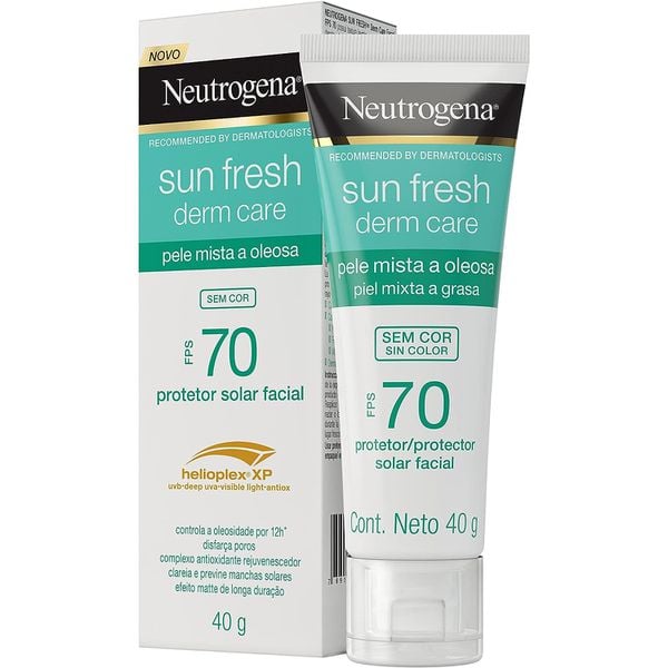 Neutrogena Sun Fresh Protetor Solar Facial Para Pele Oleosa Derm Care Sem Cor FPS 70, 40g [COMPRA COM RECORRÊNCIA]