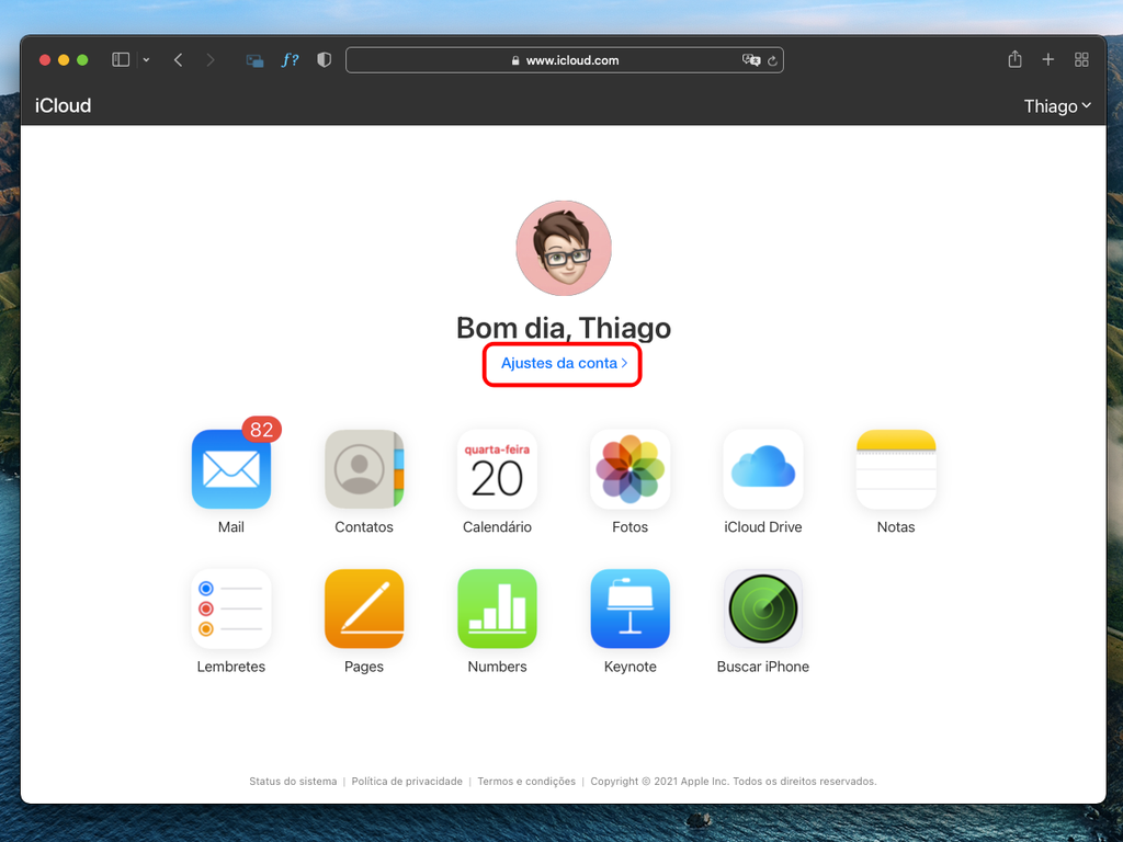Entre os ajustes de conta do iCloud - Captura de tela: Thiago Furquim (Canaltech)