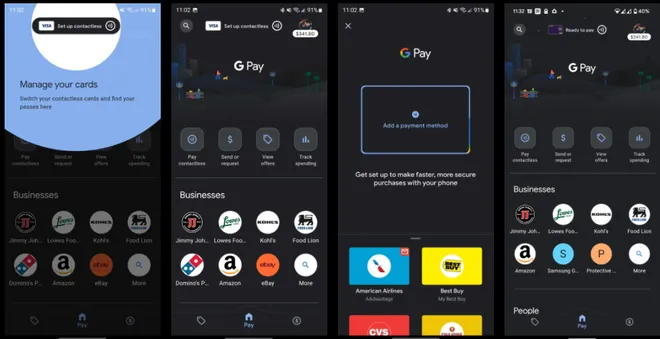 A opção agora aparece no topo da tela, para facilitar o pagamento sem contato por NFC (Imagem: Reprodução/9to5Google)
