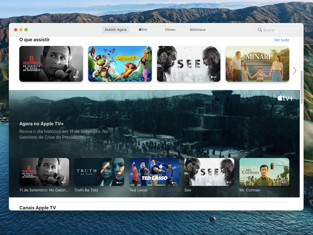 O Apple TV centraliza mídias em vídeo de streamings, do Apple TV+ e compras da iTunes Store - Captura de tela: Thiago Furquim (Canaltech)