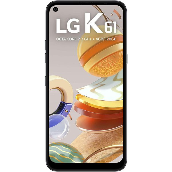 Smartphone LG K61 ,128GB, RAM de 4GB, Tela de 6,55" HD+ 19.5:9, Inteligência Artificial, Câmera Quádrupla e Processador Octa-Core 2.3, Titanium