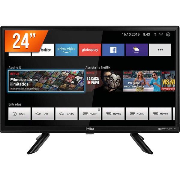 Smart TV LED 24" Philco PTV24G50SN Conversor Digital HD com 2 HDMI [CASHBACK ZOOM]