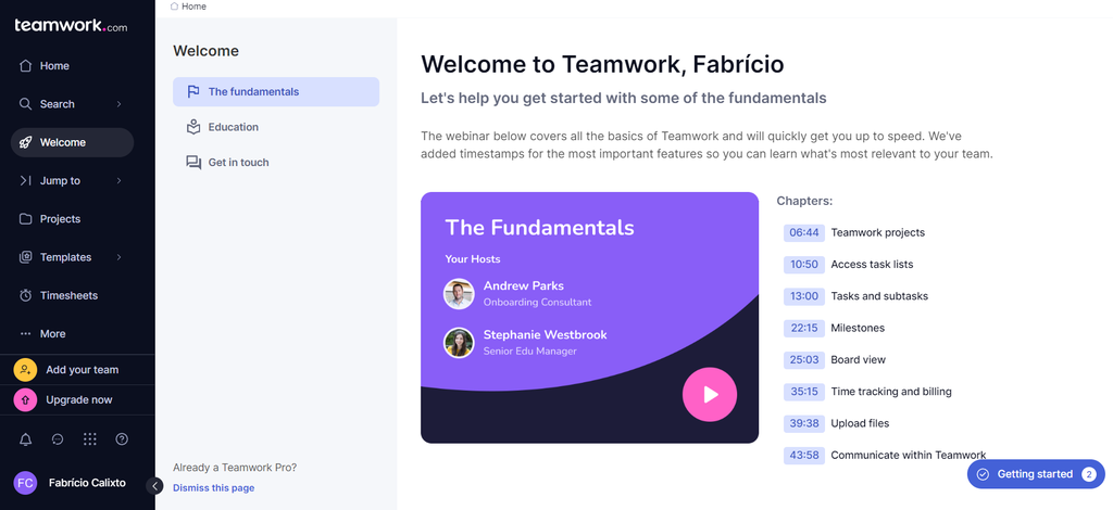 O Teamwork.com tem foco em empresas como agências e startups (Imagem: Captura de tela/Fabrício Calixto/Canaltech)