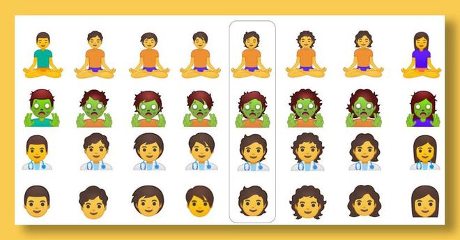 O Android Q adicionará 53 emojis não-binários aos smartphones (Imagens: Reprodução / Android Central)