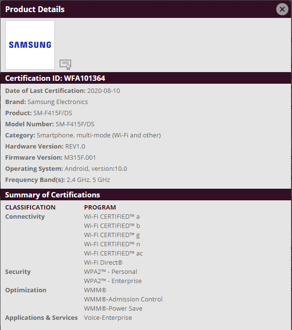 Novo Samsung não é compatível com Wi-Fi 6 (imagem: Wi-Fi Alliance/reprodução)