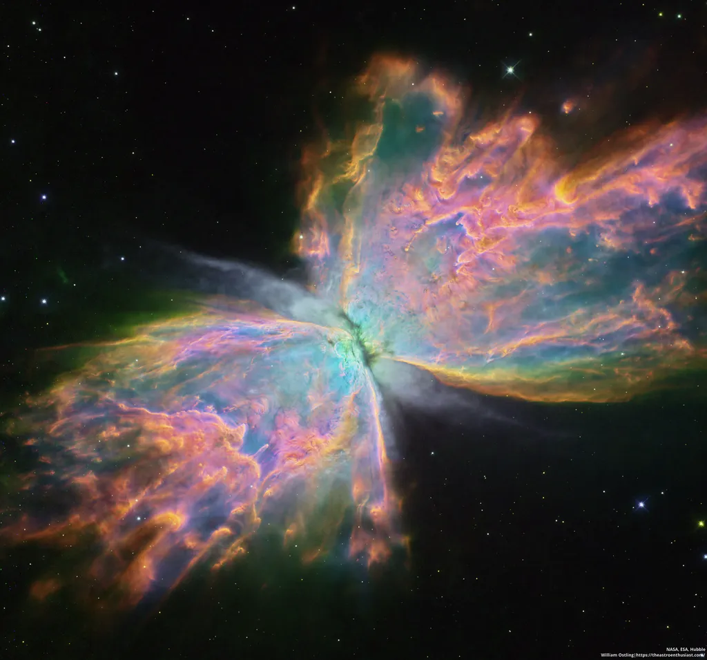 A Nebulosa da Borboleta fica a cerca de 3.500 anos-luz de nós (Imagem: Reprodução/NASA, ESA, Hubble/ William Ostling)