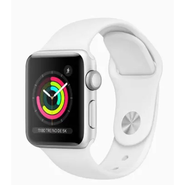 Apple Watch Series 3 (GPS) - 38mm - Caixa prateada de alumínio com pulseira esportiva branca - Magazine Canaltechbr
