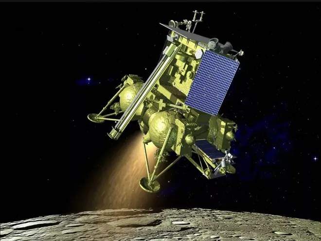 Ilustração da sonda Luna-27 (Imagem: Reprodução/NPO Lavochkin)