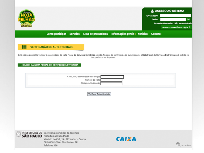 Exemplo do portal da Prefeitura de São Paulo (Imagem: André Magalhães/Captura de tela)
