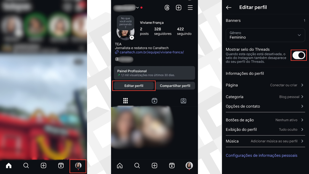Passos para remover o selo do Threads do Instagram