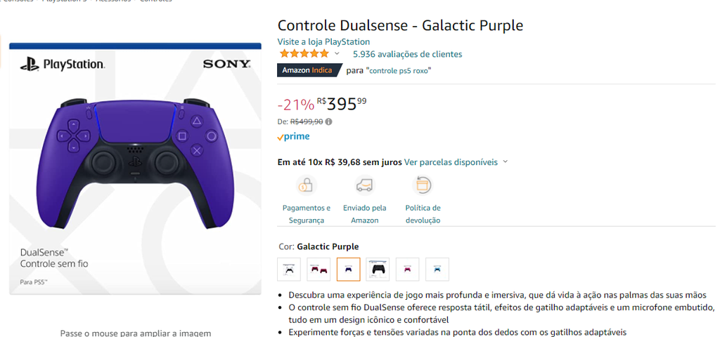 Controle Dualsense - Galactic Purple