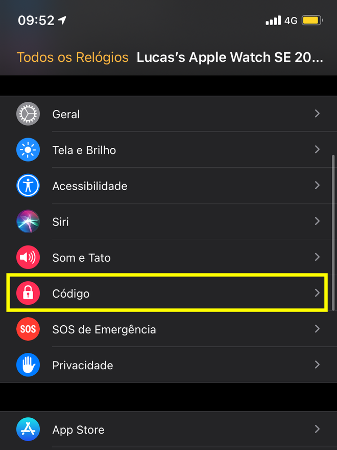 Vá em Watch > Código. Captura de tela: Lucas Wetten (Canaltech)