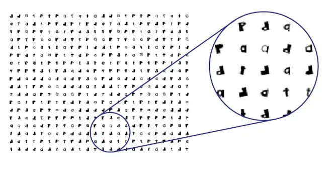 Amostra dos caracteres manuscritos que o novo chip consegue classificar (Imagem: Reprodução/University of Pennsylvania)