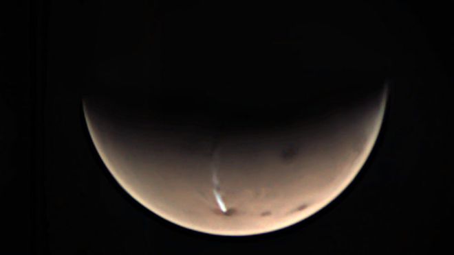 Nuvem longa em Marte (Imagem: ESA/GCP/UPV/EHU Bilbao)