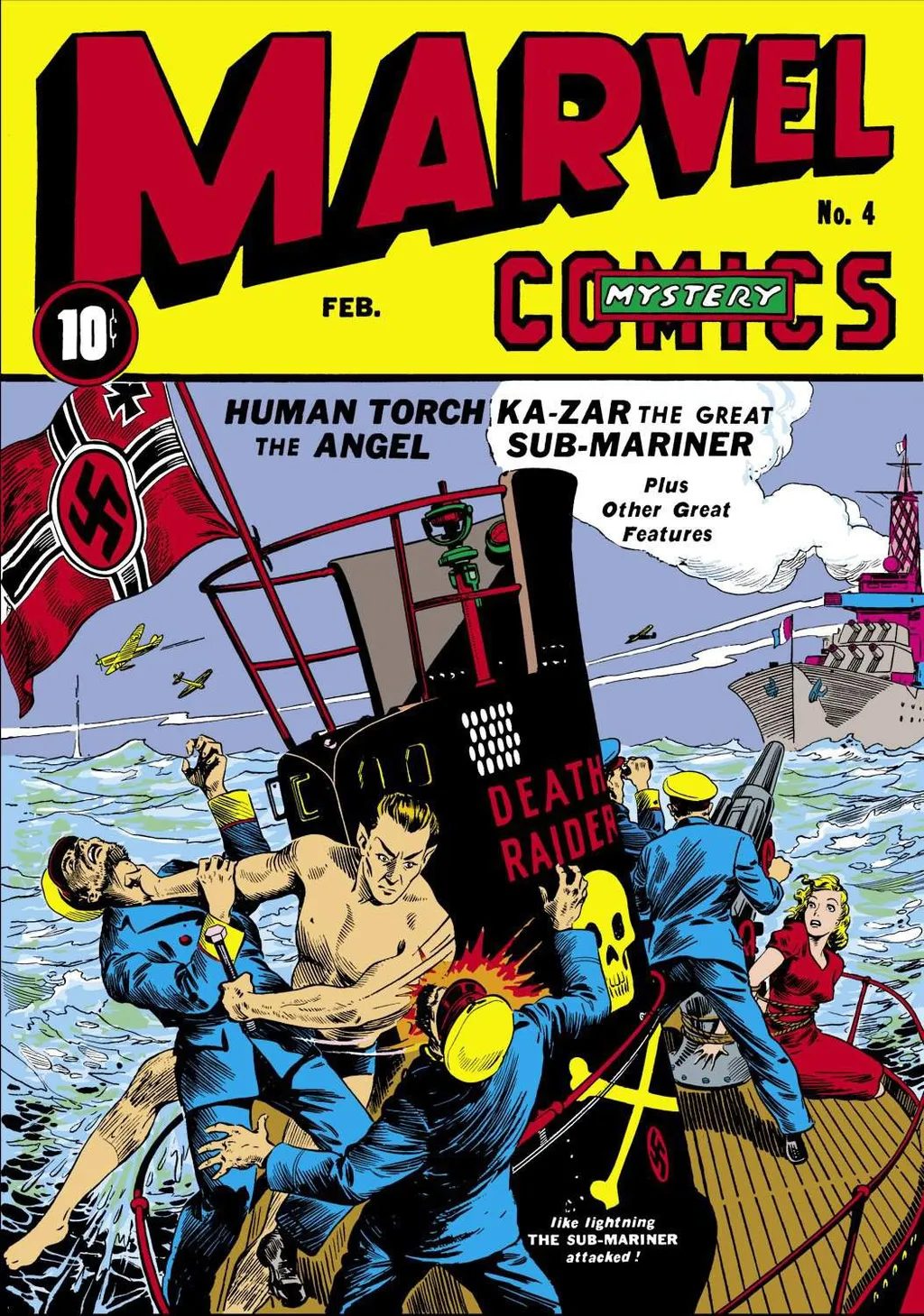 Como boa parte dos heróis da Era de Ouro, Namor lutou na guerra contra os nazistas (Imagem: Reprodução/Marvel Comics)