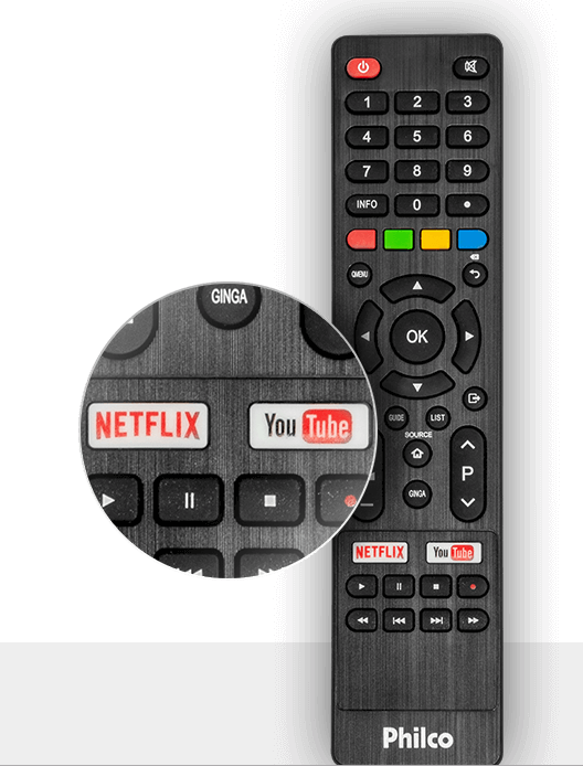Controle remoto das TVs Philco Netflix 4K (Foto: Divulgação)