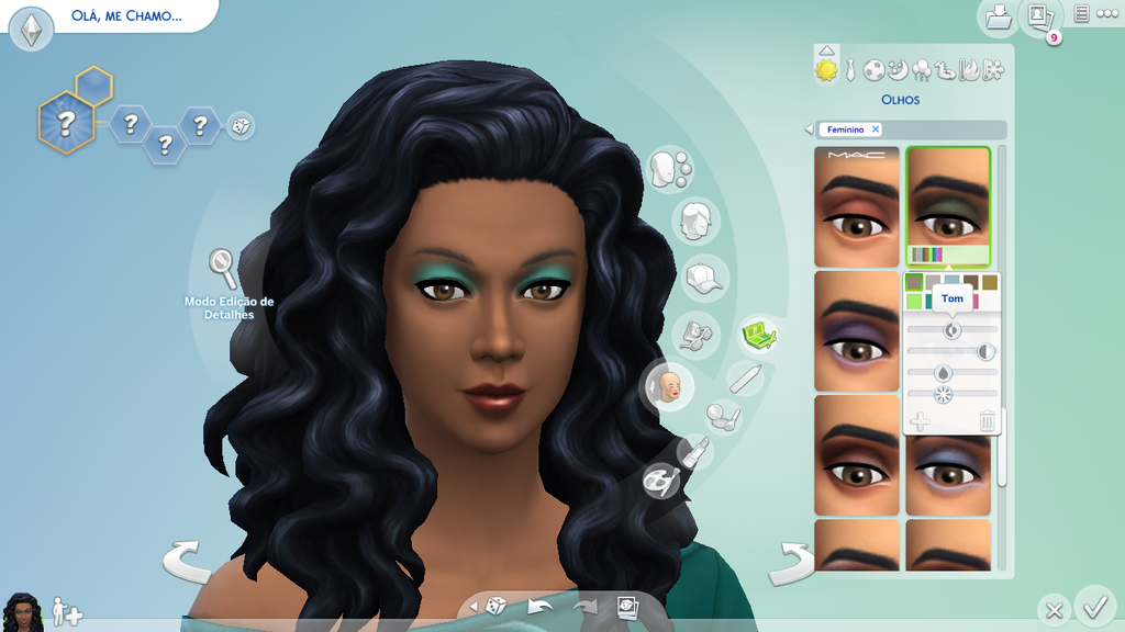 As maquiagens do The Sims 4 também ganharam uma forma de personalizar (Imagem: Captura de tela/Nathan Vieira/Canaltech)