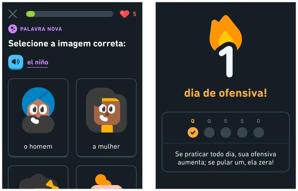 Como funciona o Duolingo: serviço tem lições curtas e de fácil entendimento (Captura de tela: Caio Carvalho)