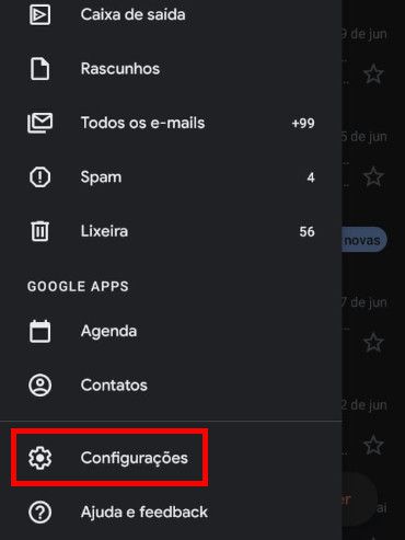 Role o menu até o final e clique em "Configurações" (Captura de tela: Matheus Bigogno)