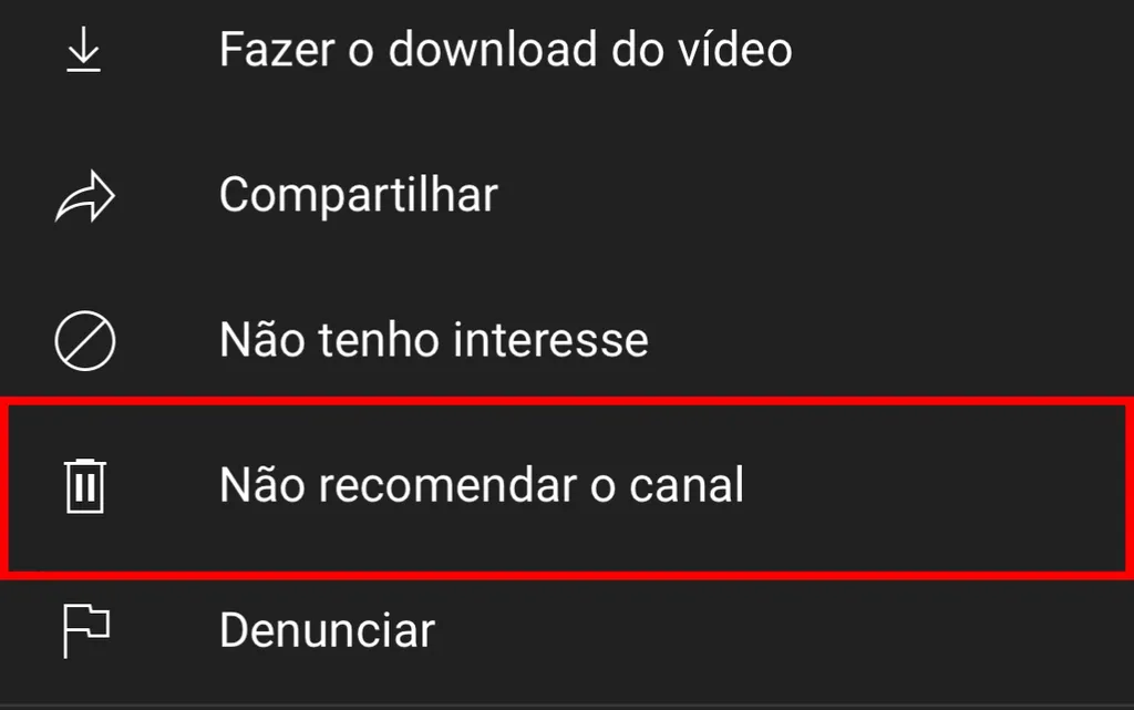 YouTube tem opção para bloquear sugestões de novos vídeos (Captura de tela: Caio Carvalho)