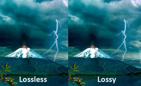 Comparativo de imagem comprimida usando codec lossless e lossy