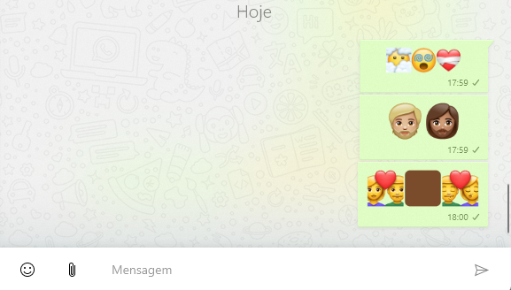 Esses emojis já estavam no Android, mas chegam agora para o WhatsApp Beta UWP (Imagem: Alveni Lisboa/Canaltech)