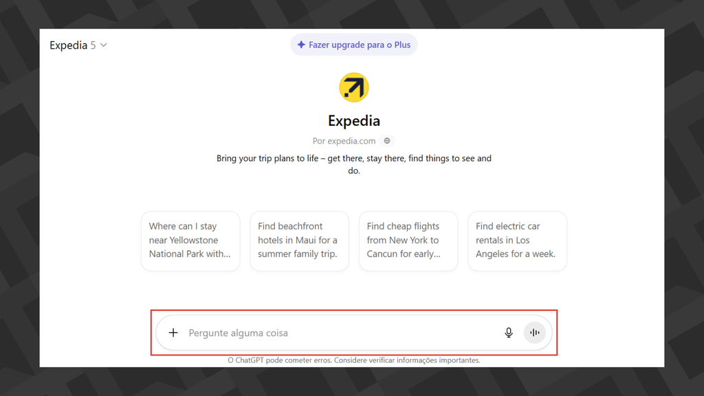 chat do GPT Expedia