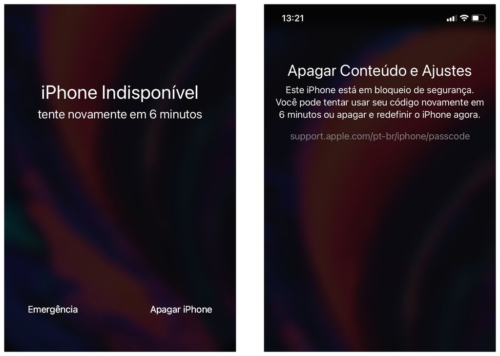 Limpe o iPhone bloqueado por senha diretamente na tela de autenticação da biometria (Captura de tela: Thiago Furquim)