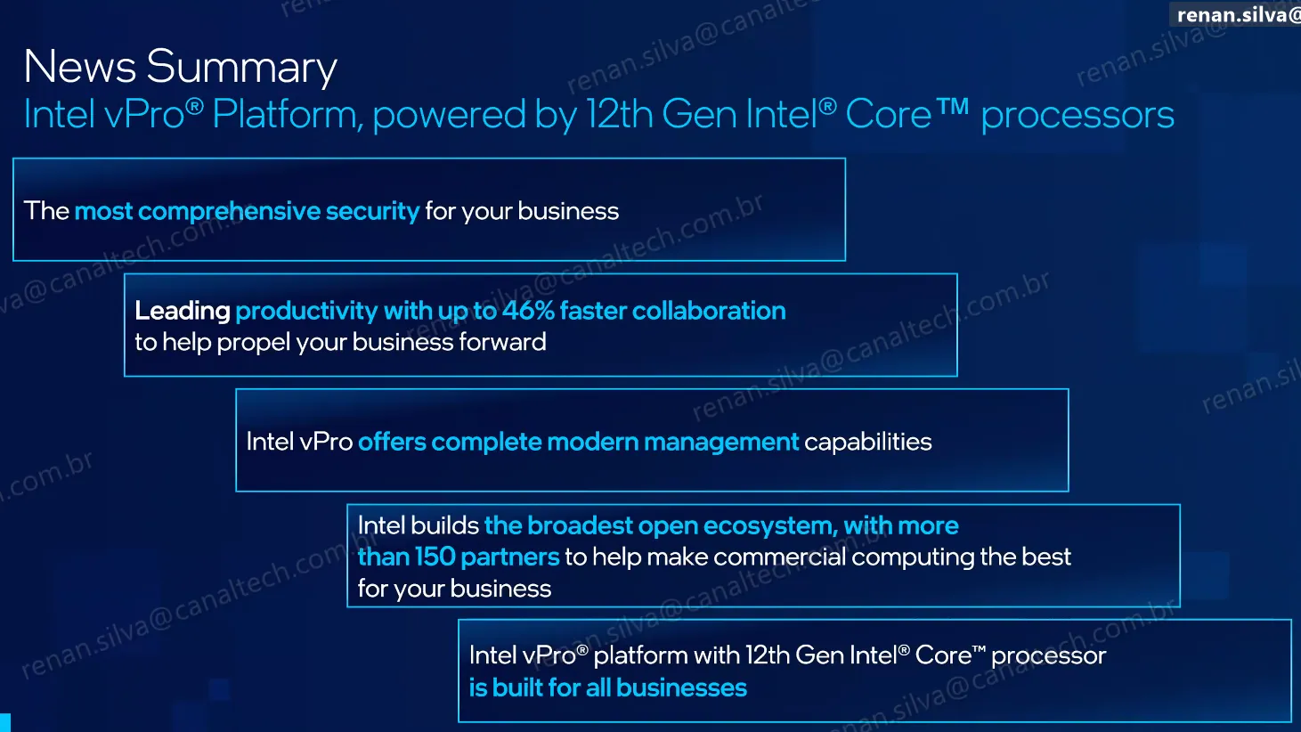 A Intel garante ainda maior facilidade de gerenciamento, incluindo transição sutil do Windows 10 para o Windows 11, e melhor colaboração entre funcionários diante do cenário de home office e trabalho híbrido (Imagem: Intel)