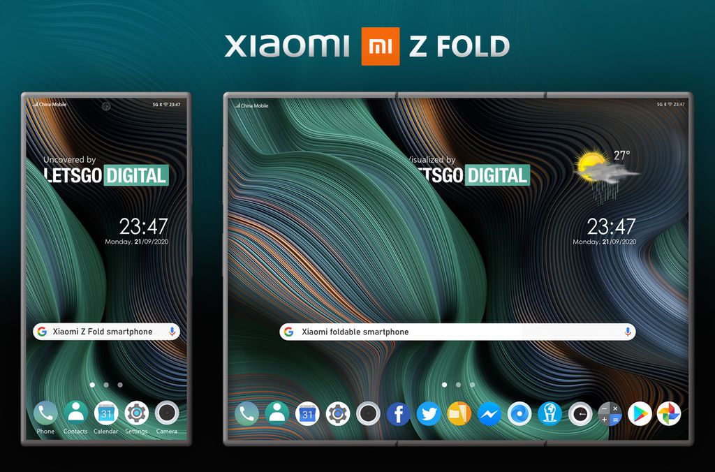O site holandês LetsGoDigital montou renderizações do aparelho com base na patente, apelidado carinhosamente de Xiaomi Mi Z Fold (imagem: reprodução/LetsGoDigital)