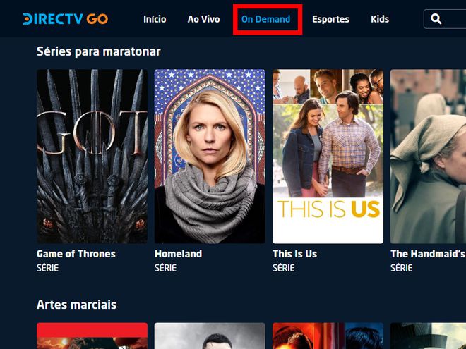 Na aba "On Demand", você pode assistir a filmes e séries a qualquer hora (Captura de tela: Matheus Bigogno)