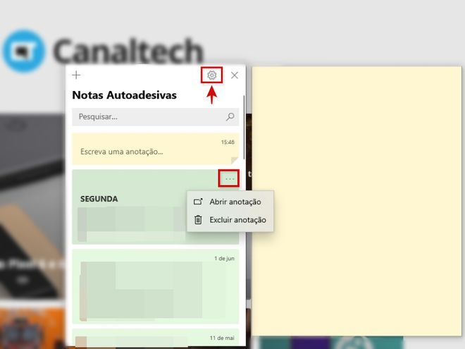 Todas as notas oferecem as opções acima, basta deslizar o cursor do mouse para exibir o ícone do menu. (Imagem: Kris Gaiato/Captura de tela)