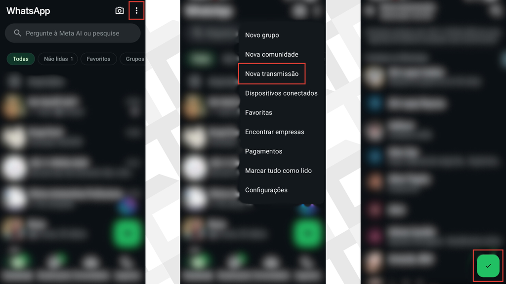 Passos para criar uma lista de transmissão no WhatsApp