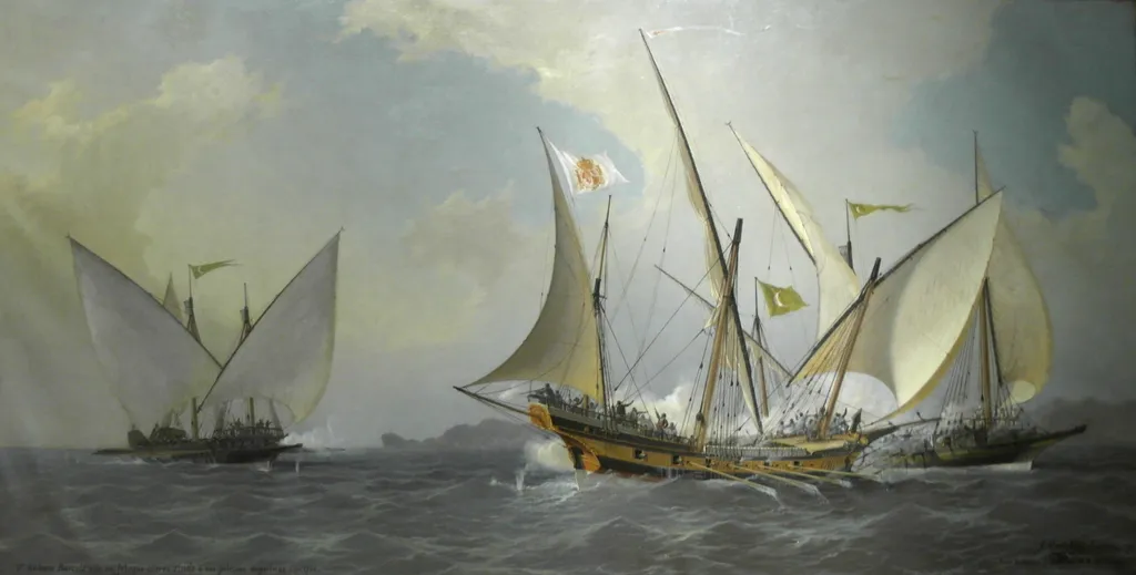 Uma galeota, navio com aparência semelhante à que o naufrágio de Lübeck teria (Imagem: Ángel Cortellini Sánchez/Domínio Público)